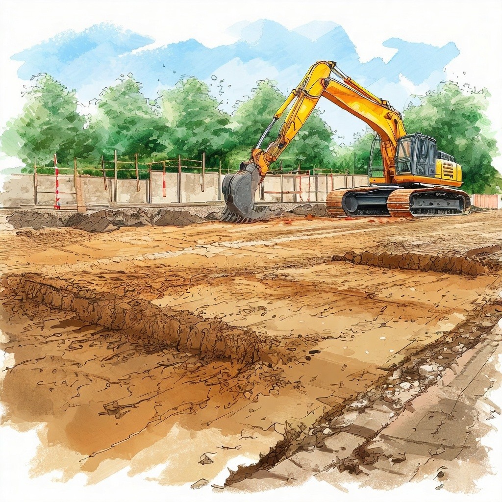 Illustration for site preparation of land for building