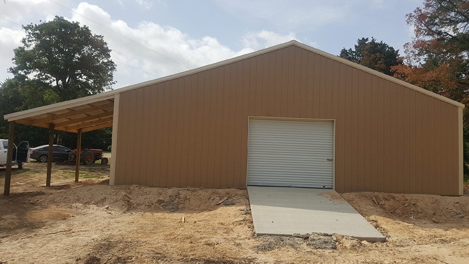 Open Span Pole Barn with Lean To