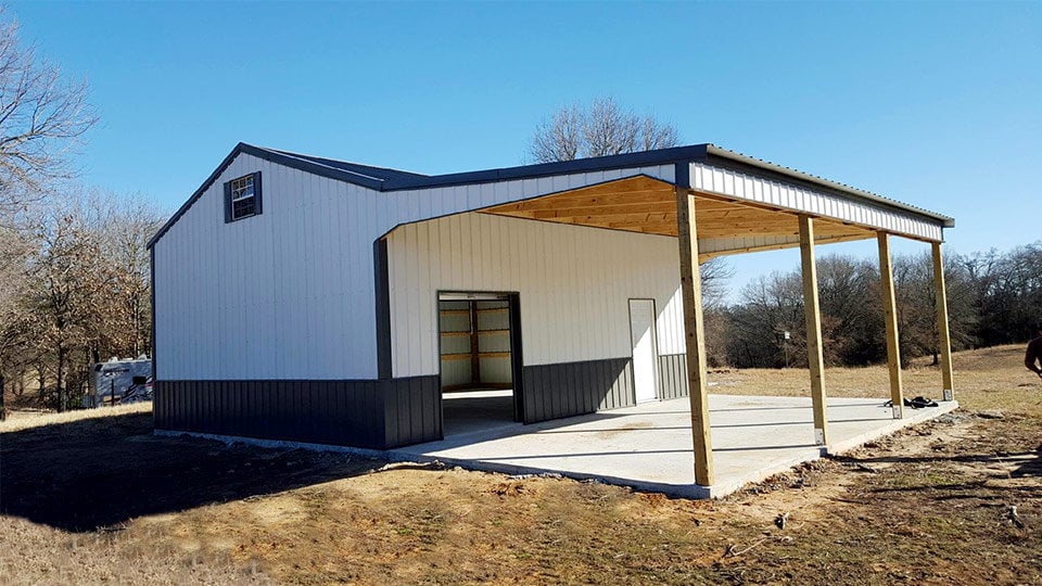 Open Span Pole Barn with Lean To